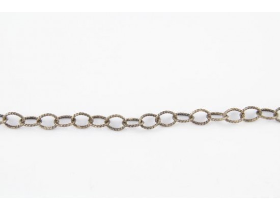 Antique Silver Plate 5mm Thin Oval Roped Link Chain