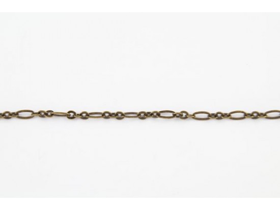 Antique Gold Plate Oval & 3 Round Link Chain