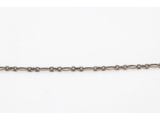 Antique Silver Plate Oval & 3 Round Link Chain