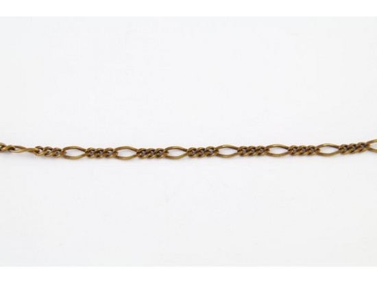 Antique Gold Plate Large & Small Flat Curb Link Chain Antique Gold Plate Large & Small Flat Curb Link Chain