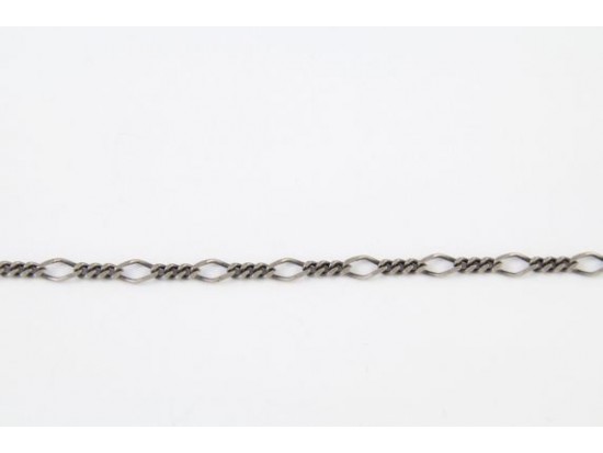Antique Silver Plate Large & Small Flat Curb Link Chain