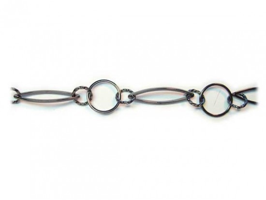 14mm Gun Metal Marquise Oval Round Chain