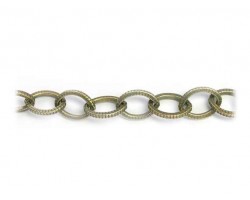 15x11mm Antique Gold Grooved Oval Thick Chain