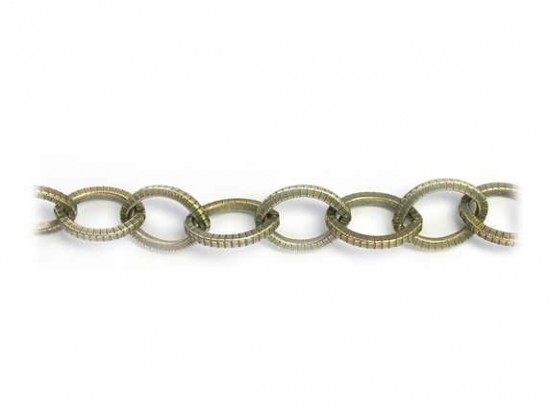 15x11mm Antique Gold Grooved Oval Thick Chain