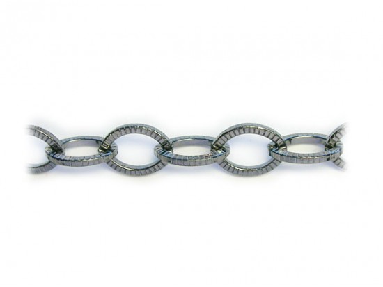 15x11mm Gun Metal Grooved Oval Thick Chain
