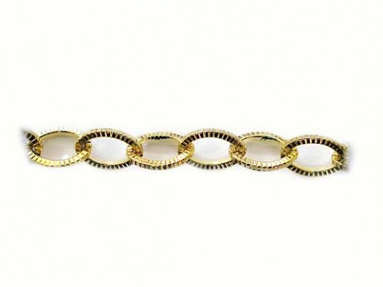15x11mm Gold Grooved Oval Thick Chain