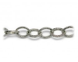 15x11mm Antique Silver Grooved Oval Thick Chain