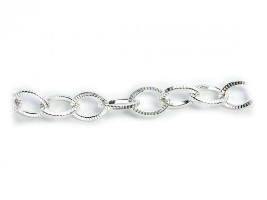 15x11mm Silver Plate Grooved Oval Thick Chain