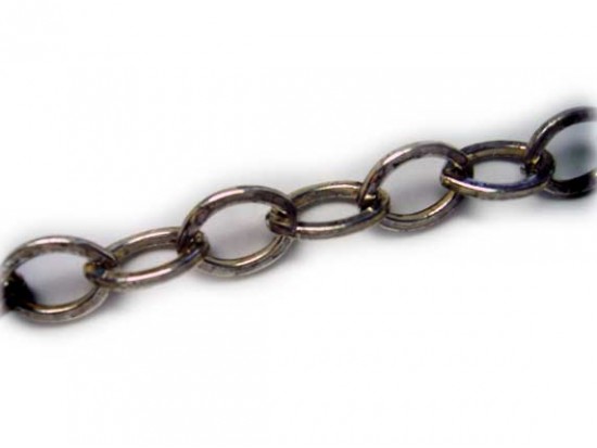 10x15mm Antique Silver Plate Thick Plain Oval Chain
