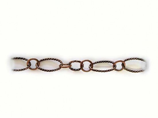 9mm Antique Copper Oval Twist Link Chain