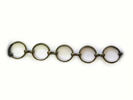 12mm Antique Gold Plate Round Flat Ring Chain
