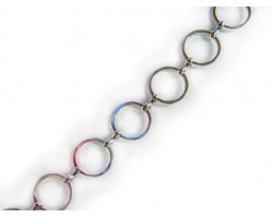 12mm Antique Silver Plate Round Flat Ring Chain