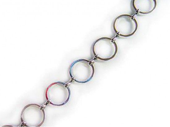 12mm Antique Silver Plate Round Flat Ring Chain