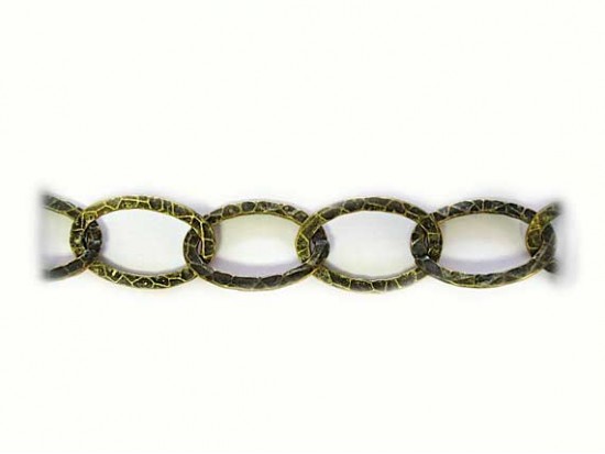 14x20mm Antique Gold Plate Hammered Oval Chain