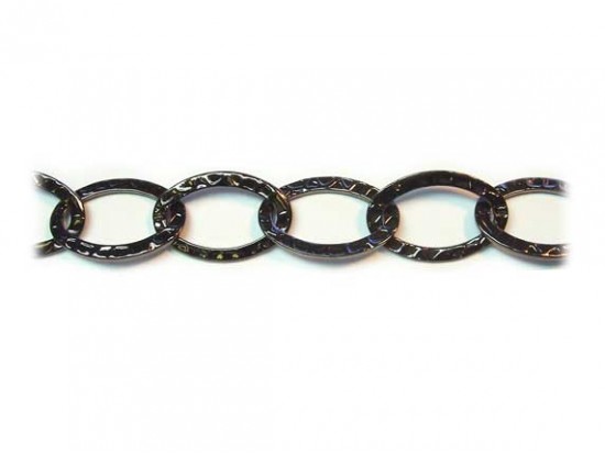 14x20mm Gun Metal Hammered Oval Chain