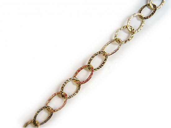 14x20mm Gold Plate Hammered Oval Chain