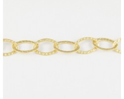 14x20mm Matte Gold Hammered Oval Chain