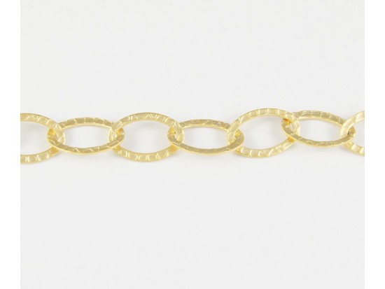 14x20mm Matte Gold Hammered Oval Chain