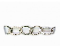 14x20mm Antique Silver Plate Hammered Oval Chain