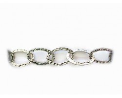 14x20mm Silver Plate Hammered Oval Chain
