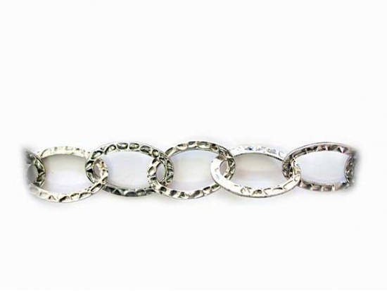 14x20mm Silver Plate Hammered Oval Chain