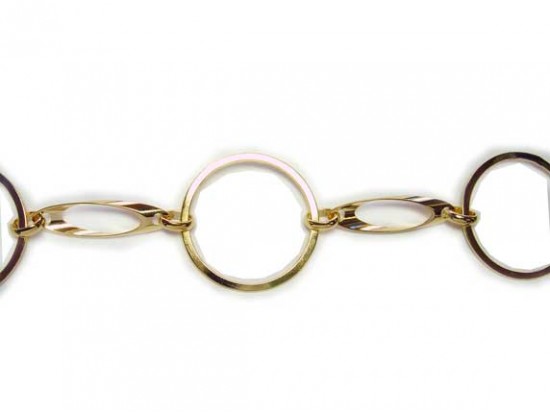 34mm Gold Plate Round and Oval Plain Chain