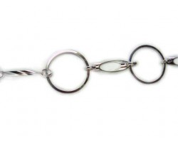 34mm Silver Plate Round and Oval Plain Chain