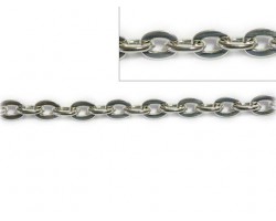 6mm Antique Silver Heavy Flat Oval Link Chain