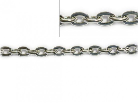 6mm Antique Silver Heavy Flat Oval Link Chain