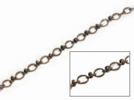 8mm Antique Copper Flat Oval with Smaller Cross Link Chain