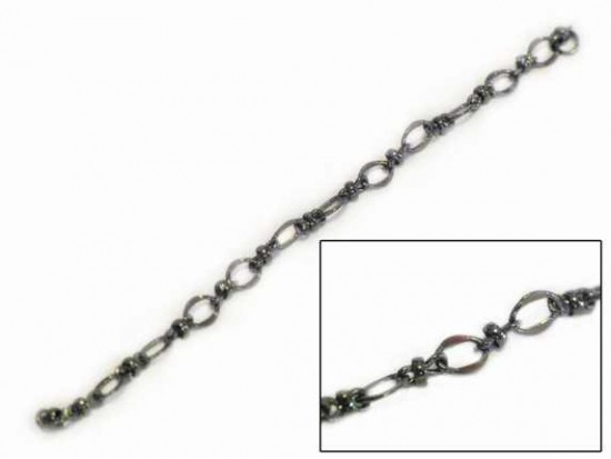 8mm Gun Metal Flat Oval with Smaller Cross Link Chain