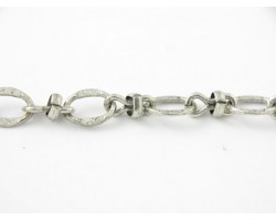 8mm Antique Silver Flat Oval with Smaller Cross Link Chain