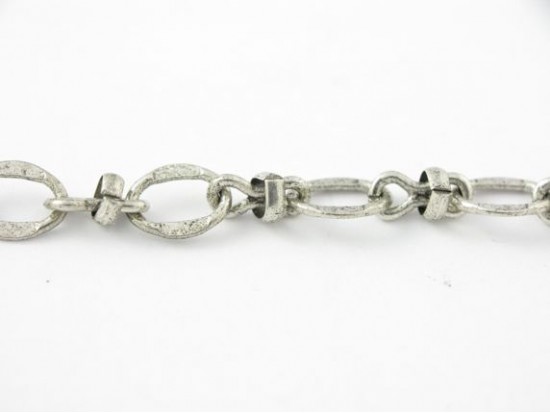 8mm Antique Silver Flat Oval with Smaller Cross Link Chain 8mm Antique Silver Flat Oval with Smaller Cross Link Chain