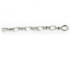 8mm Silver Flat Oval with Smaller Cross Link Chain