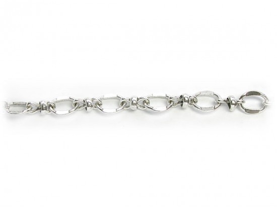 8mm Silver Flat Oval with Smaller Cross Link Chain