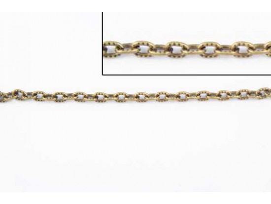 4mm Antique Gold Small Oval Etched Link