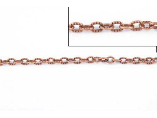 4mm Antique Copper Small Oval Etched Link 4mm Antique Copper Small Oval Etched Link