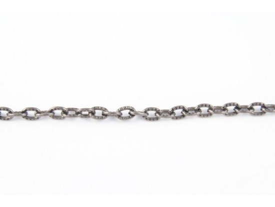 4mm Antique Nickel Small Oval Etched Link