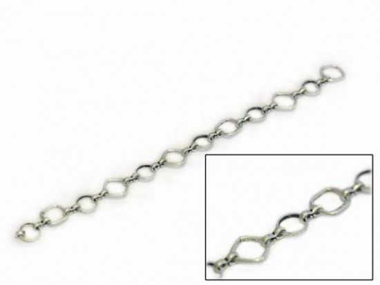 8mm Antique Silver Round and Diamond Shaped Link Chain