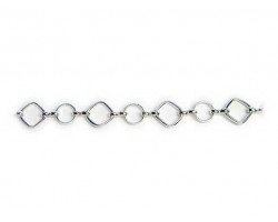 8mm Silver Plate Round and Diamond Shaped Link Chain