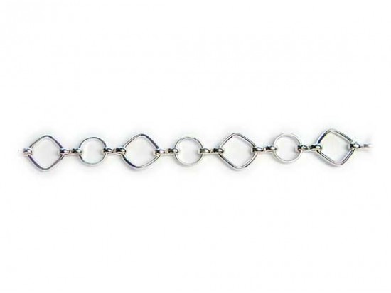 8mm Silver Plate Round and Diamond Shaped Link Chain