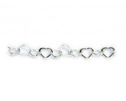 8mm Silver Plate Heart Shaped Link Chain