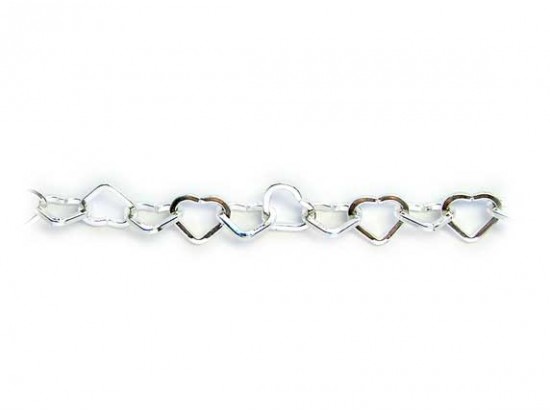 8mm Silver Plate Heart Shaped Link Chain