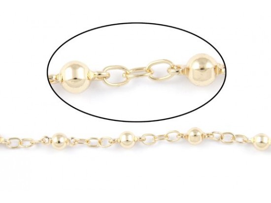 Gold Plate 3mm Round Ball Curb Link Chain Gold Plate 3mm Round Ball Curb Link Chain
