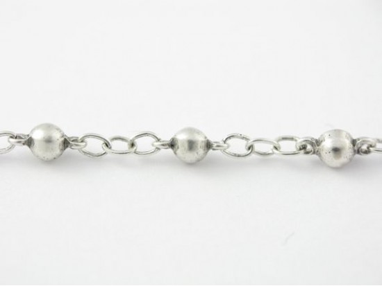 Antique Silver Plate 3mm Round Ball Curb Link Chain