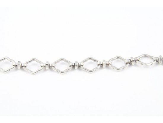 9mm Antique Silver Rounded Diamond Link Chain