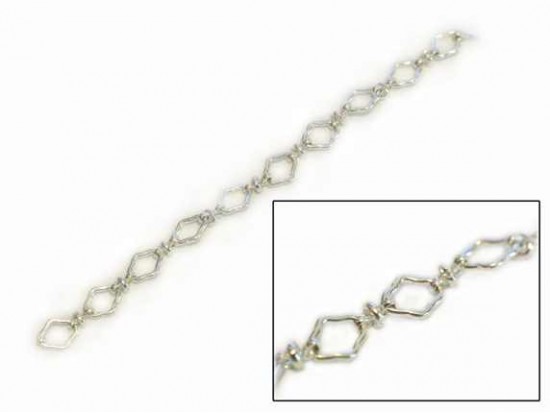 9mm Silver Plate Rounded Diamond Link Chain 9mm Silver Plate Rounded Diamond Link Chain
