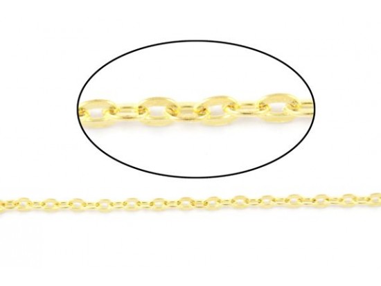 3mm Gold Flat Oval Chain Link
