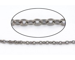 3mm Gun Metal Flat Oval Chain Link
