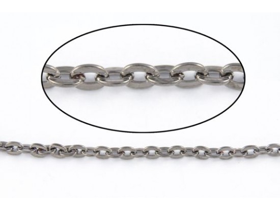 3mm Gun Metal Flat Oval Chain Link